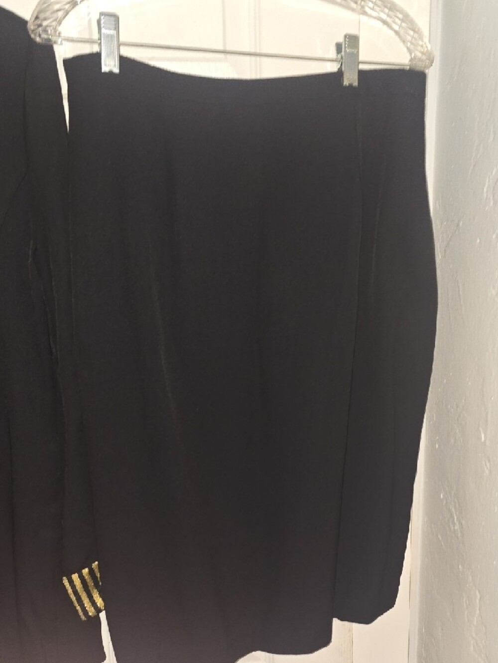 Black Women's Blazer & Skirt Set with Gold Striped Trim - Picture 7 of 9